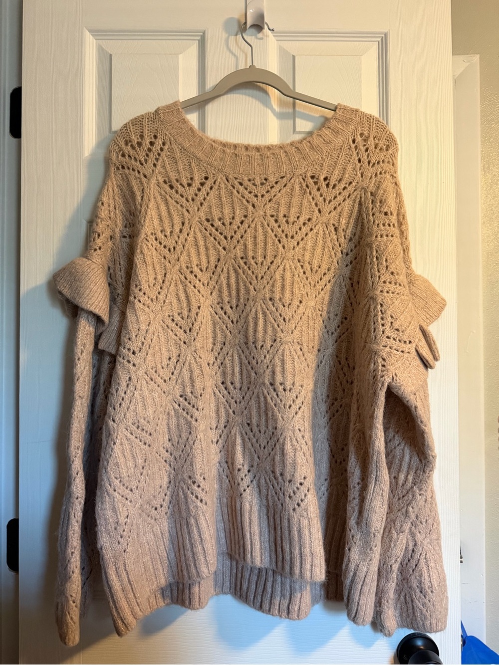 Old Navy Open-Knit Scoopneck Sweater in Light Tan